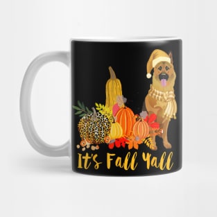 Its Fall Yall German Shepherd Dog Leopard Pumpkin Falling Mug